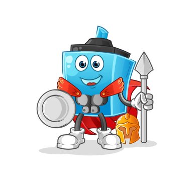 İşaretli kalem Spartan karakteri. çizgi film maskotu vektörü