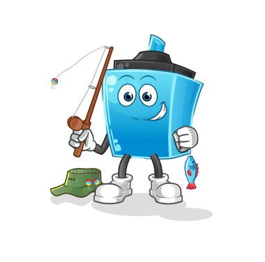 İşaretli kalem balıkçısı illüstrasyonu. karakter vektörü