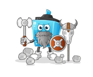 İşaretli kalem viking ile balta illüstrasyonu. karakter vektörü