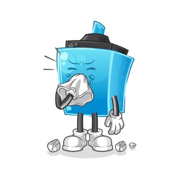 Kalem sümkürme karakteri. çizgi film maskotu vektörü