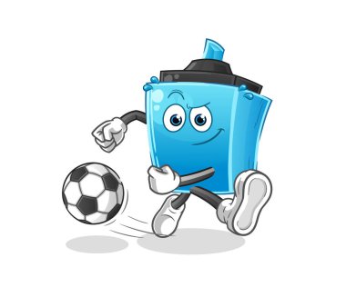 İşaretli kalem çizgi filmi tekmeliyor. çizgi film maskotu vektörü