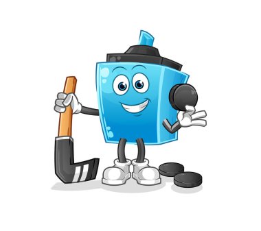 İşaretli kalem hokey vektörü. çizgi film karakteri