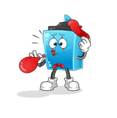 Kalem pandomimcisi balon şişiriyor. çizgi film maskotu vektörü