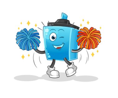 Keçeli kalem ponpon kız çizgi filmi. çizgi film maskotu vektörü