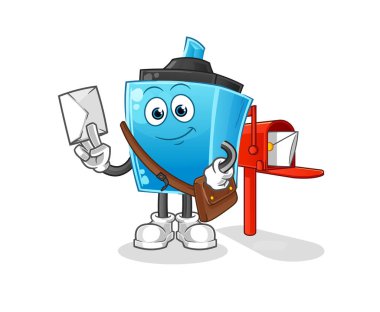 İşaretli kalem postacı vektörü. çizgi film karakteri