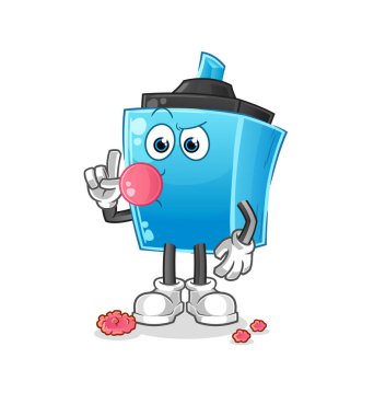 İşaretli sakız çiğneme vektörü. çizgi film karakteri