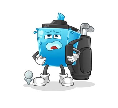 Golf ekipmanlı kalem. çizgi film maskotu vektörü