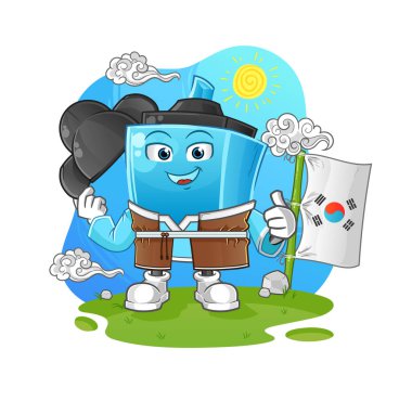 İşaretleyici kalem Kore kültür vektörü. çizgi film karakteri