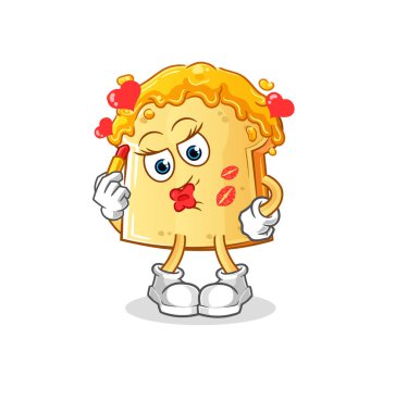 Ballı ekmek makyaj maskotu. çizgi film vektörü