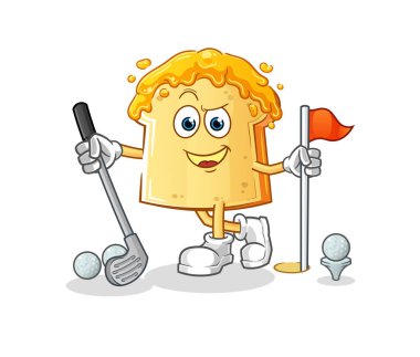 Golf oynayan ballı ekmek. çizgi film karakteri