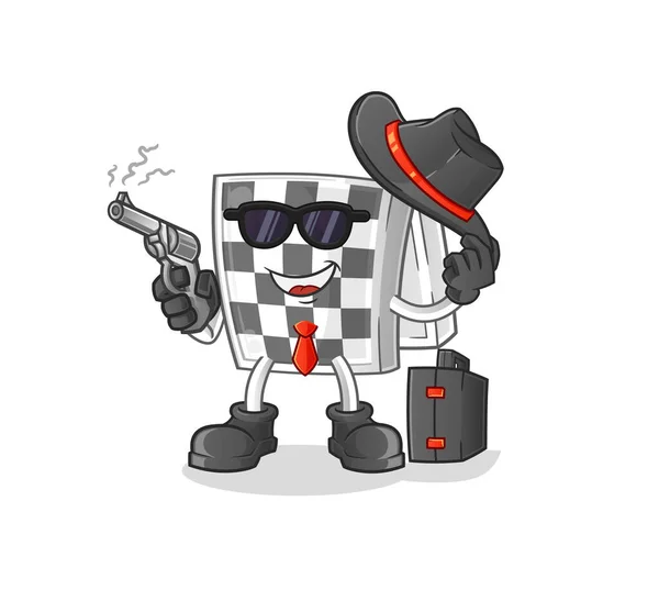 Máfia Tabuleiro Xadrez Com Carácter Arma Vetor Mascote Desenhos Animados —  Vetores de Stock