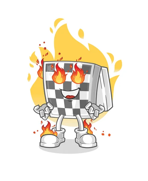 Chessboard Fire Mascot Cartoon Vector — Stock Vector