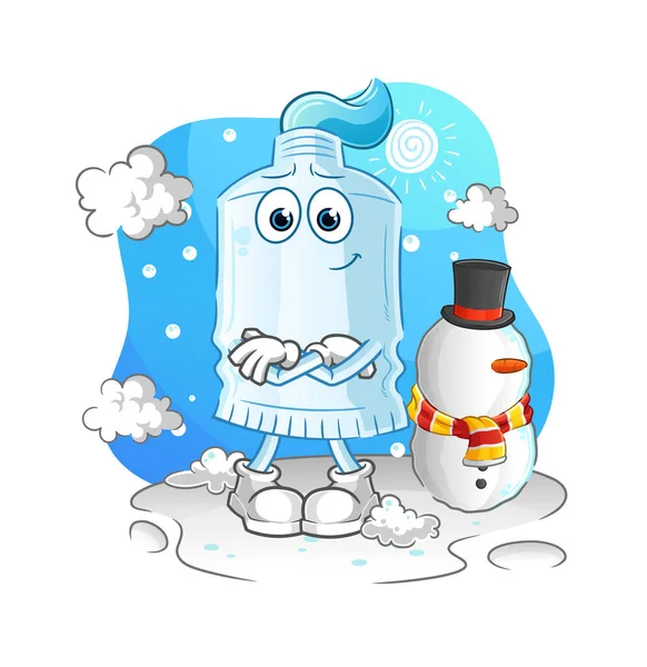 Toothpaste Cold Winter Character Cartoon Mascot Vector — Stock Vector