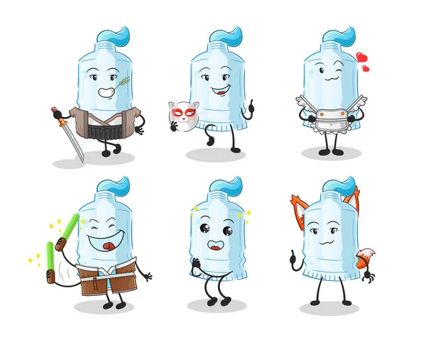 Diş macunu Japon kültür grubu karakteri. maskot vektörü