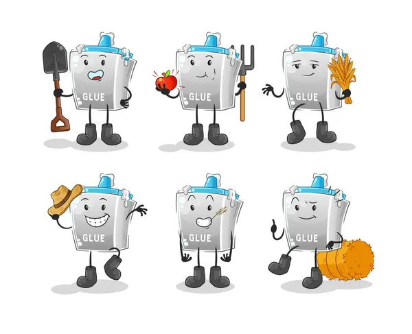 Yapıştırıcı çiftçisi grup karakteri. çizgi film maskotu vektörü