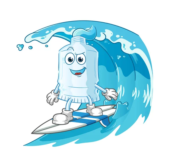 Personaje Surf Pasta Dientes Vector Mascota Dibujos Animados — Archivo Imágenes Vectoriales