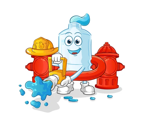 Diş macunu itfaiyecisi vektörü. çizgi film karakteri