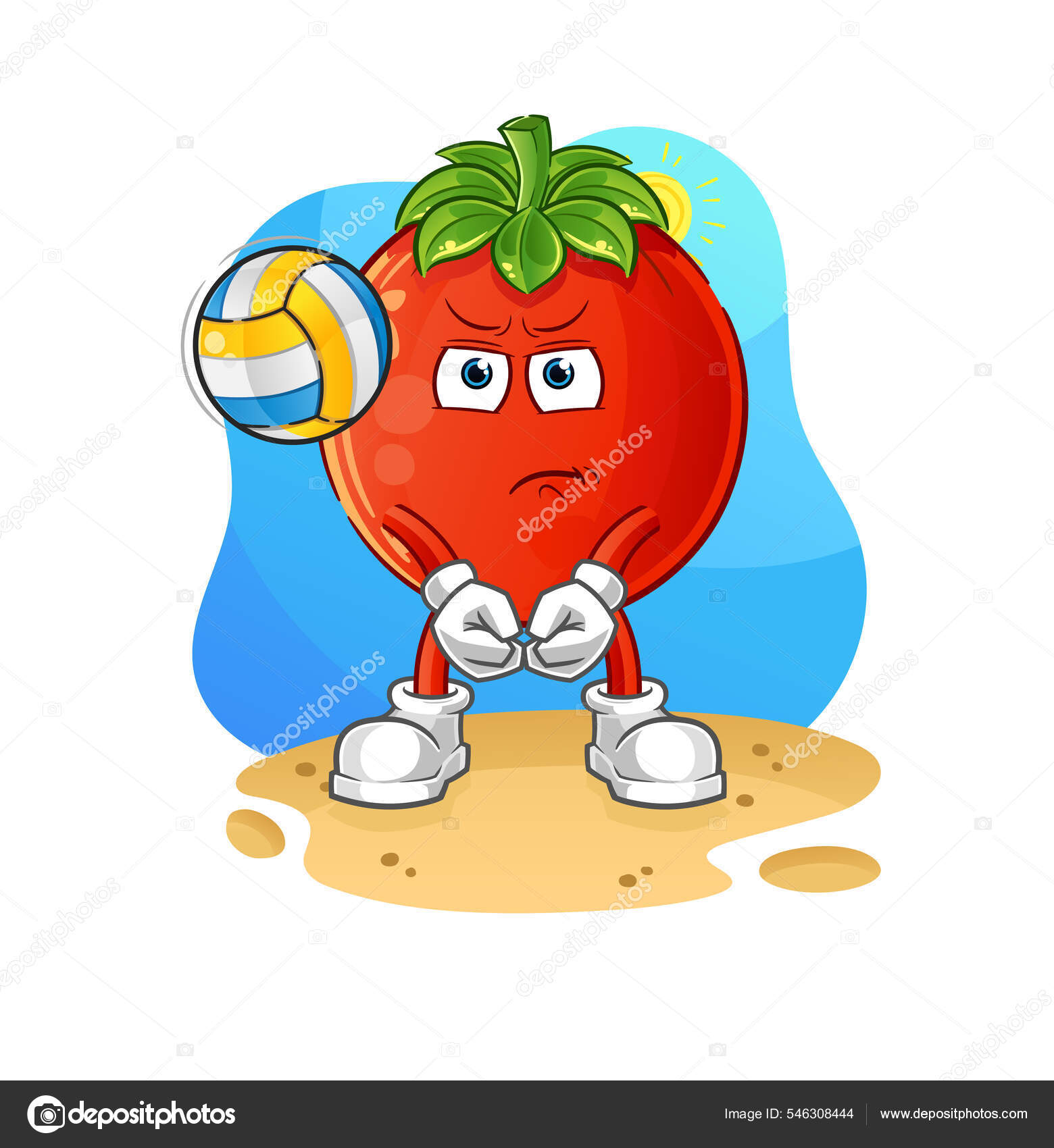 Tomato Play Volleyball Mascot Cartoon Vector Stock Vector Image by  ©.com #546308444