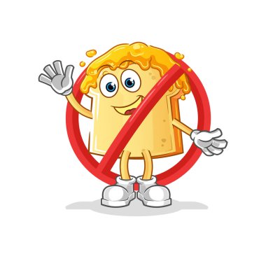 Ballı maskotla ekmeğe hayır de. çizgi film vektörü