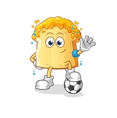 Futbol oynayan ballı ekmek. karakter vektörü