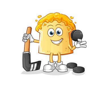 Hokey oynayan ballı ekmek. çizgi film karakteri