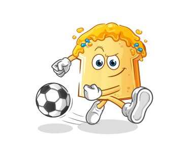 Ballı ekmek çizgi filmi tekmeliyor. çizgi film maskotu vektörü