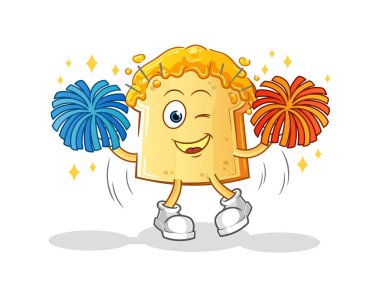 Bal ponpon kız çizgi filmiyle ekmek. çizgi film maskotu vektörü