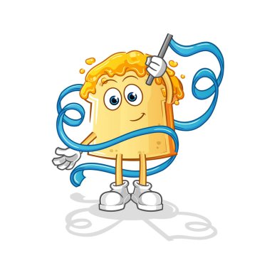 Ballı ekmek Ritmik Jimnastik maskotu. çizgi film vektörü