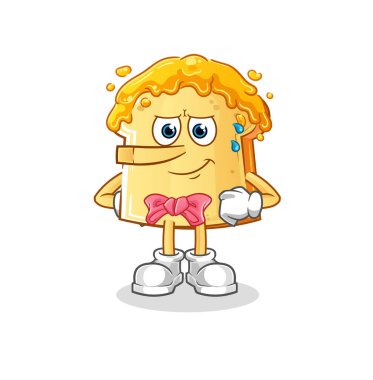 Pinokyo karakteri gibi ballı ekmek. çizgi film maskotu vektörü