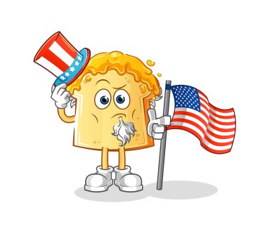 Ballı ekmek Sam Amca karakteri. çizgi film maskotu vektörü