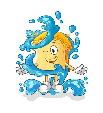 Ballı ekmek. Su maskotuyla taze. çizgi film vektörü