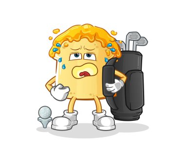 Ballı ekmek ve golf ekipmanı. çizgi film maskotu vektörü