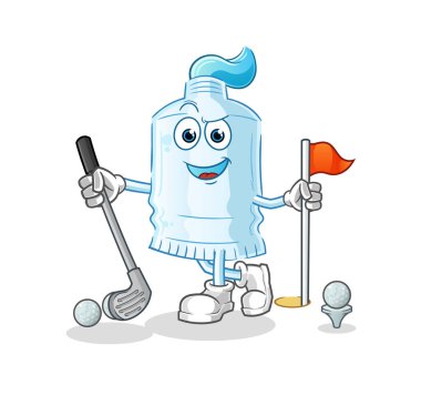 Golf oynayan diş macunu. çizgi film karakteri