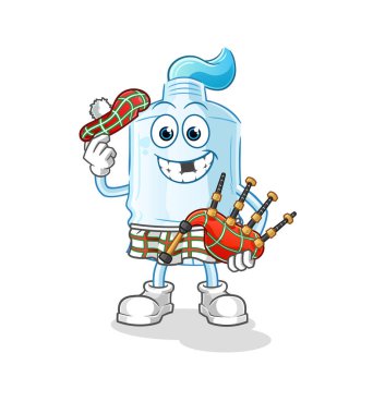 Gayda vektörlü diş macunu İskoçyalı. çizgi film karakteri