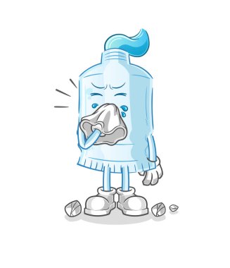 Diş macunu burun sümkürme karakteri. çizgi film maskotu vektörü