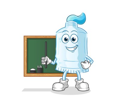 Diş macunu öğretmeni vektörü. çizgi film karakteri