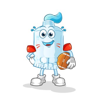 Rugby oynayan diş macunu. çizgi film maskotu vektörü