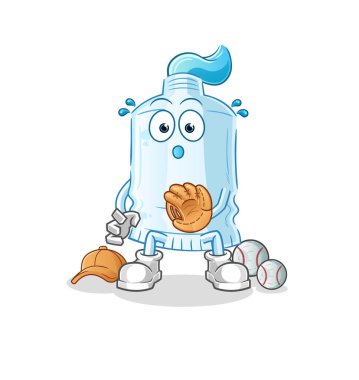 Diş macunu beyzbol yakalayıcı çizgi filmi. çizgi film maskotu vektörü