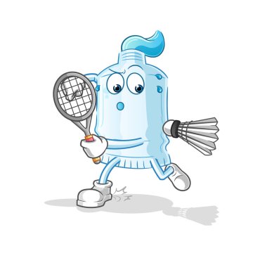 Badminton oynayan diş macunu. karakter vektörü