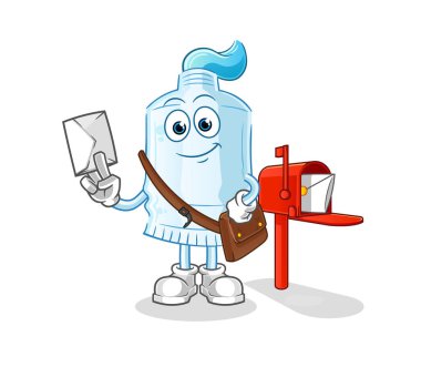 Diş macunu postacı vektörü. çizgi film karakteri