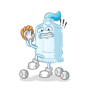 Diş macunu beyzbol atıcısı çizgi filmi. çizgi film maskotu vektörü