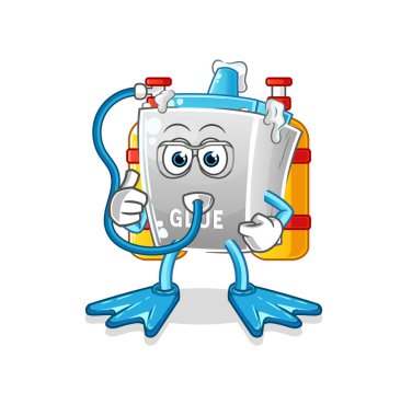 Yapıştırıcı dalgıcı çizgi filmi. çizgi film maskotu vektörü