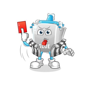 Kırmızı kart resimli tutkal hakemi. karakter vektörü