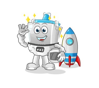 Yapıştırıcı astronot el sallıyor. çizgi film maskotu vektörü