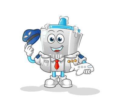 Tutkal pilotu maskotu. çizgi film vektörü