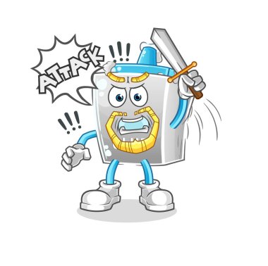 Tutkal şövalyeleri kılıçla saldırır. çizgi film maskotu vektörü