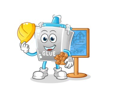 Yapıştırıcı Mimarı illüstrasyonu. karakter vektörü