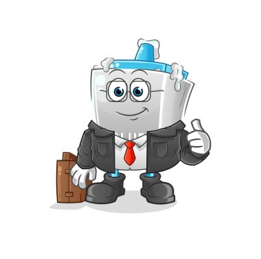 Yapışkan ofis çalışanı maskotu. çizgi film vektörü