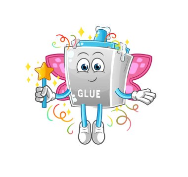 Kanatlı ve sopalı tutkal perisi. çizgi film maskotu vektörü