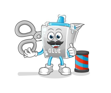 Yapıştırıcı berber çizgi filmi. çizgi film maskotu vektörü